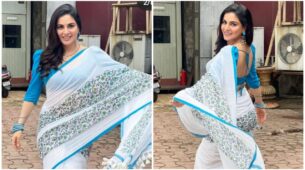 Shraddha Arya is a sight to behold in white and blue transparent saree, are you in love?