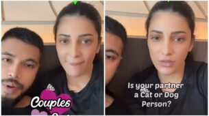 Shruti Haasan takes super fun and hilarious ‘couple quiz’ with BF Shantanu Hazarika, see fun blooper moment