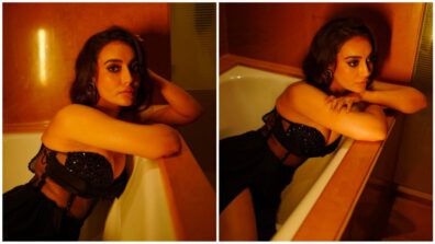 So sensuous: Surbhi Jyoti poses all hot in off-shoulder corset gown in bathtub