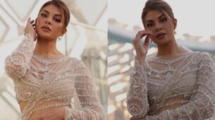 Stunning: Jacqueline Fernandez looks resplendent in transparent saree, see pics