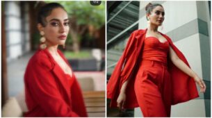 Surbhi Jyoti is class apart in red corset pantsuit, are you in love?