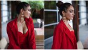Surbhi Jyoti is looking super spicy in red plunging neckline pantsuit, see pics