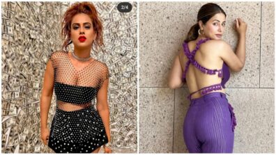 TV Queens: Nia Sharma is sensuality personified in black and white dotted net outfit, Hina Khan kills it in lavender backless dress