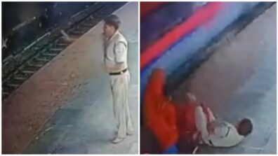 Watch: RPF Officer Saving Older Woman’s Life From Being Run Over By A Train