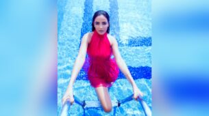 Water Girl: Jasmin Bhasin Turns On Glam Quotient In Pink Mini Dress In Swimming Pool, Watch