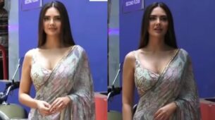 What A Babe: Esha Gupta sets temperature soaring in transparent saree, see viral footage