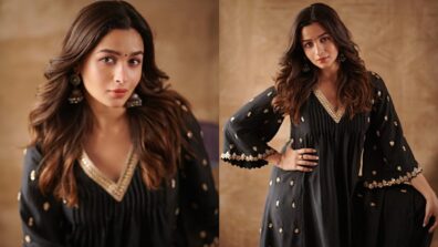 Beauty in Black: Alia Bhatt keeps it otherworldly in this embellished black kurta, see pics