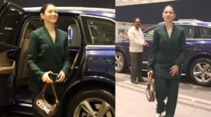 Tamannaah Bhatia Rocked The Classy Airport Look In Green Pantsuit