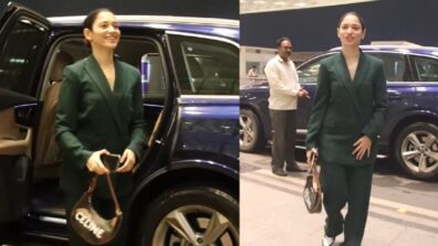 Tamannaah Bhatia Rocked The Classy Airport Look In Green Pantsuit