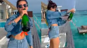 Throwback to when Avneet Kaur gave off lifestyle goals popping a ‘champagne bottle’ in Maldives, watch