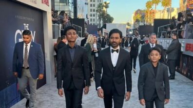 Boys on Fire: Dhanush Walks The Gray Man Premiere With Yathra and Linga, twin in tuxedos