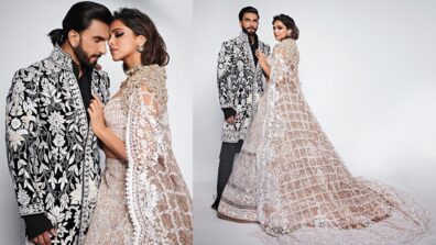 Deepika Padukone And Ranveer Singh Sizzle The Ramp Walk In Manish Malhotra Embellished Outfits 