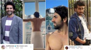 Ayushmann Khurrana does iconic ‘Sawaariya’ pose, goes shirtless, Kartik Aaryan comments ‘Mere kamre mein’