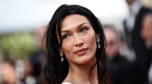 Bella Hadid Looks vivacious in Bodysuit with waist cutouts