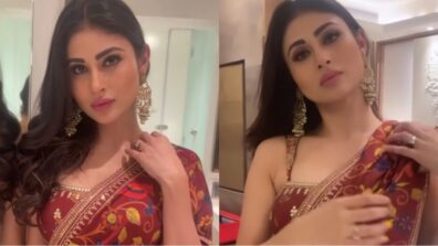 Bold and Beautiful Mouni Roy turns on her ‘desi girl’ vibe in embroidered floral brown saree, fans turn lovestruck