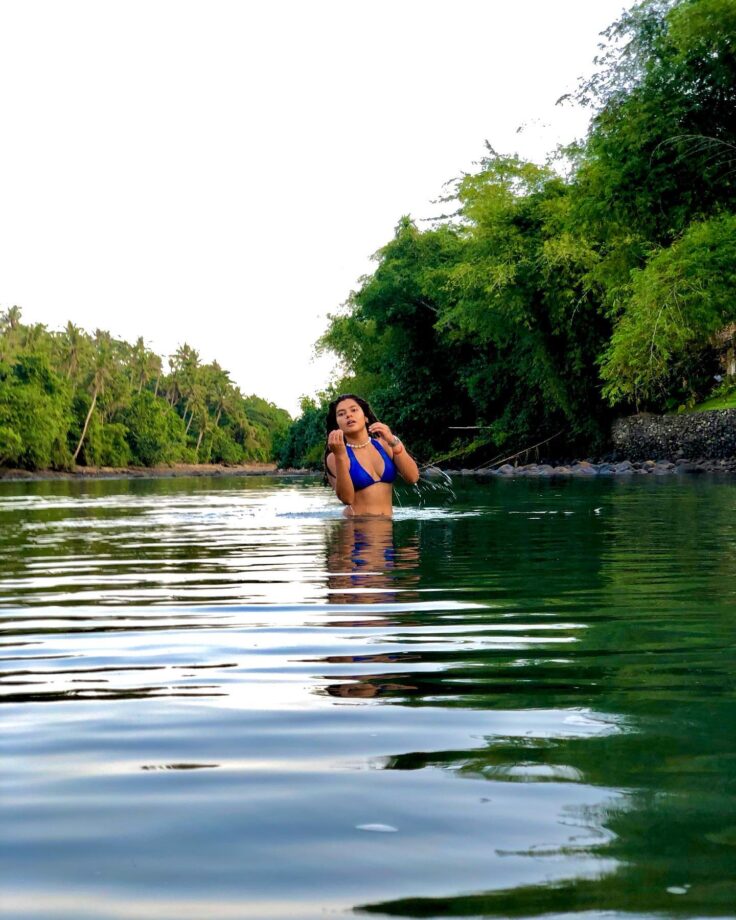 Boldness Alert! Former TMKOC actress Nidhi Bhanushali aka Sonu Bhide blazes internet in sheer blue bikini - 0