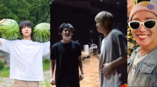 BTS Jin poses goofy with two enormous watermelons on shoulders, J-Hope, RM and Jimin can’t stop laughing