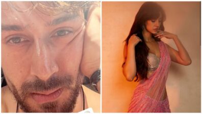 Disha Patani looks desi n divine in sequinned pink saree, Tiger Shroff goes all lost in love