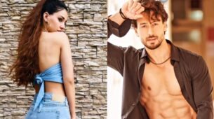 Disha Patani looks tempting in backless blue top and denim mini skirt, Tiger Shroff goes in ‘stare’ mode