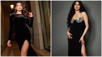 Fashion Face-off: Nora Fatehi Or Janhvi Kapoor: Who Raised The Temperature In Black Slit Dress?