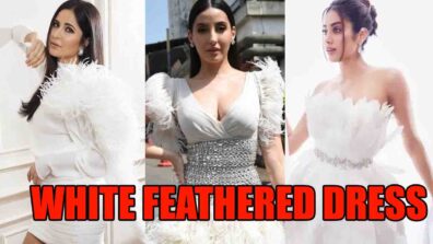 Fashion War: Katrina Kaif, Janhvi Kapoor Or Nora Fatehi: Which Bollywood Hottie Wore The White Feather Dress Better? Vote