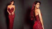 Hotness Alert: Disha Patani Sizzles The Red Embroidered Off Shoulder Bodycon Gown