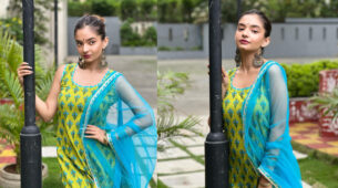 In Pics: Baal Veer actress Anushka Sen turns heavenly in floral green salwar suit, her chandbalis steal the show