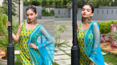 In Pics: Baal Veer actress Anushka Sen turns heavenly in floral green salwar suit, her chandbalis steal the show