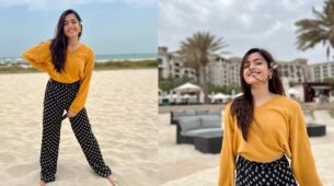 In Pics: Rashmika Mandanna Looks Chic In Mustard Yellow Top and Black Boho Pant