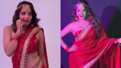 “It’s red-hot”, Bhojpuri actress Monalisa oozes like bomb in red embellished saree, see video