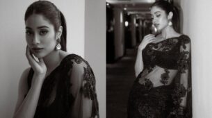 Janhvi Kapoor takes over internet by storm in black saree transparent pics, see full photodump