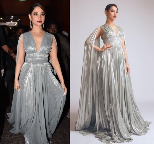 Janhvi Kapoor To Tamannaah Bhatia: Indian Hotties Slaying In Metallic Pleated Gowns - 1