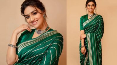 Keerthy Suresh Shows Off Her Vintage Love As She Dresses Up In A Beautiful Green Saree