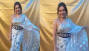 Marathi actress Amruta Khanvilkar looks cherubic in white embellished saree, watch video