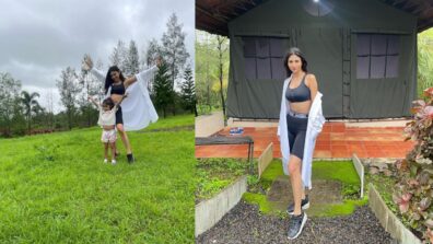 Mouni Roy enjoys weekend with BFF at farmhouse, looks super sensuous in black bralette and shorts