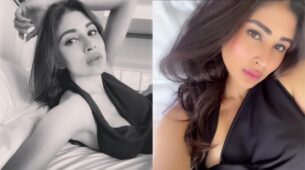 Mouni Roy vibes in black, looks gorgeous in deep neck bodycon outfit