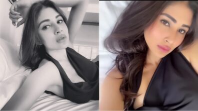 Mouni Roy vibes in black, looks gorgeous in deep neck bodycon outfit