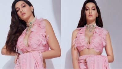 Nora Fatehi is making us melt with her sensuality, looks irresistible in long baby pink outfit