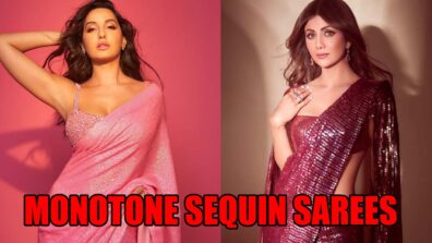 Nora Fatehi To Shilpa Shetty: Bollywood Babes Slaying Monotone Sequin Sarees