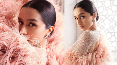 [Photos] Staggering Looks Of Shraddha Kapoor In Peach Feathery Sequined Outfit