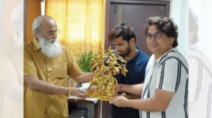 Producer Shailendra Kumar and Suraj Sharma reach Hyderabad to wish KV Vijayendra Prasad on Rajya Sabha selection