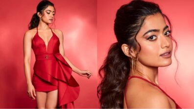 Rashmika Mandanna  had a wardrobe   malfunction in a bold red dress