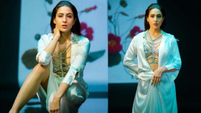 Sara Ali Khan looks astounding in diamond crochet and silky robe