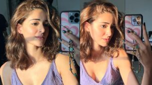 Sunkissed: Ananya Panday looks dreamy hot in lilac deep neck outfit, see pics