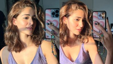 Sunkissed: Ananya Panday looks dreamy hot in lilac deep neck outfit, see pics