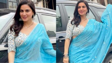 Swalala: Kundali Bhagya actress Shraddha Arya looks ravishing in blue transparent saree, spotted playing with pallu