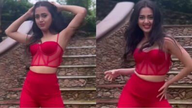 Tempting Hot: Tejasswi Prakash looks fierce in corset red bralette and high slit trouser, see video