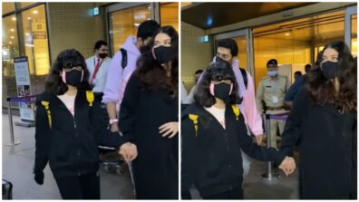 Watch: Aishwarya Rai and Abhishek Bachchan with daughter Aaradhya Snapped At Airport As They Return From New York 