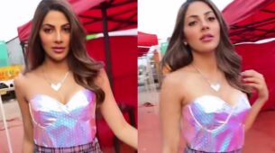 Watch: Nikki Tamboli walks like quintessential sensuous beauty on set, check out