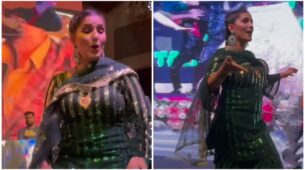Watch: Sapna Choudhary hurls on stage with her ‘thumkas’ in embellished green salwar suit